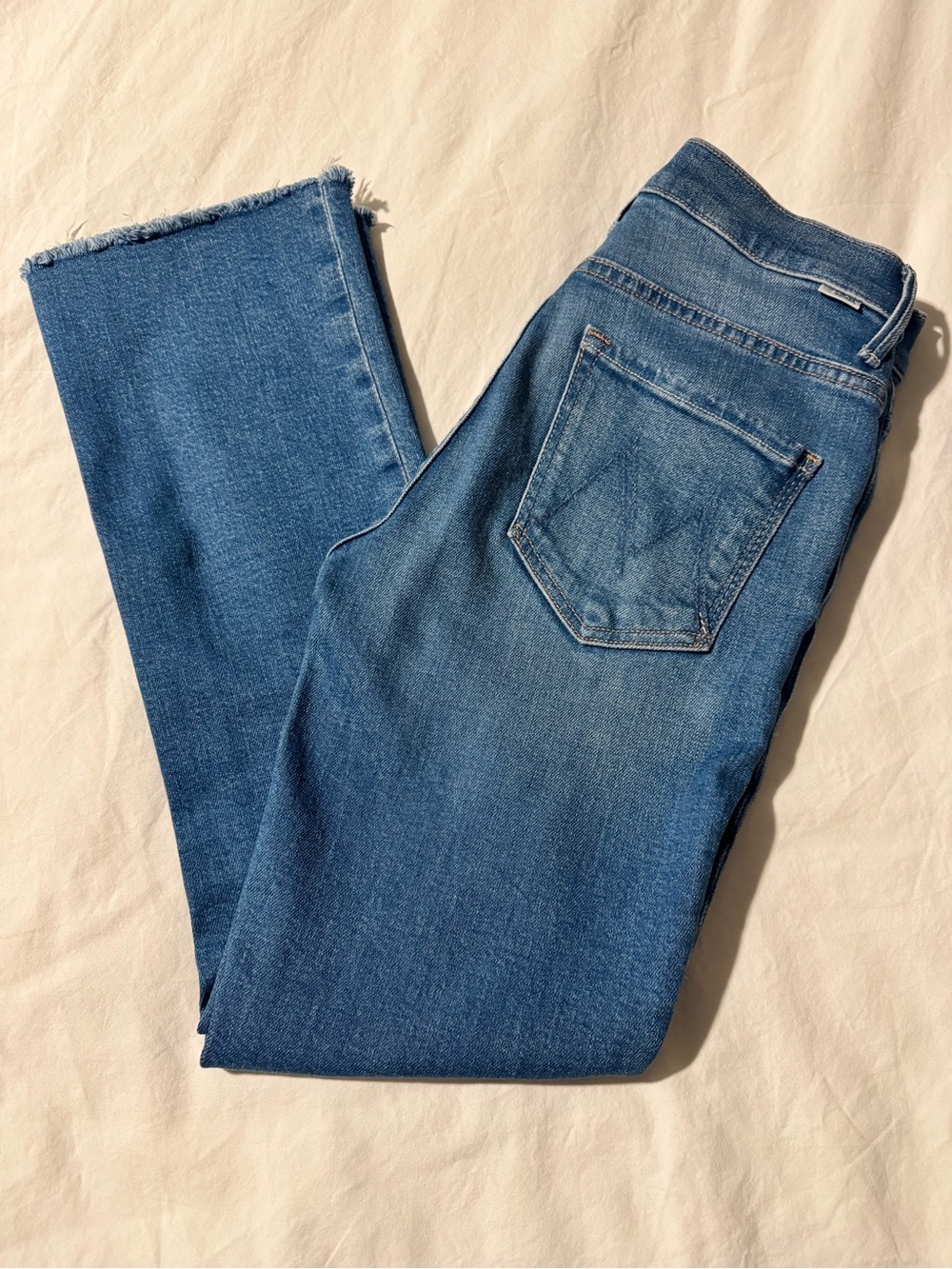 Mother The Insider Ankle Fray Denim Jeans in Eager Beaver Size 27